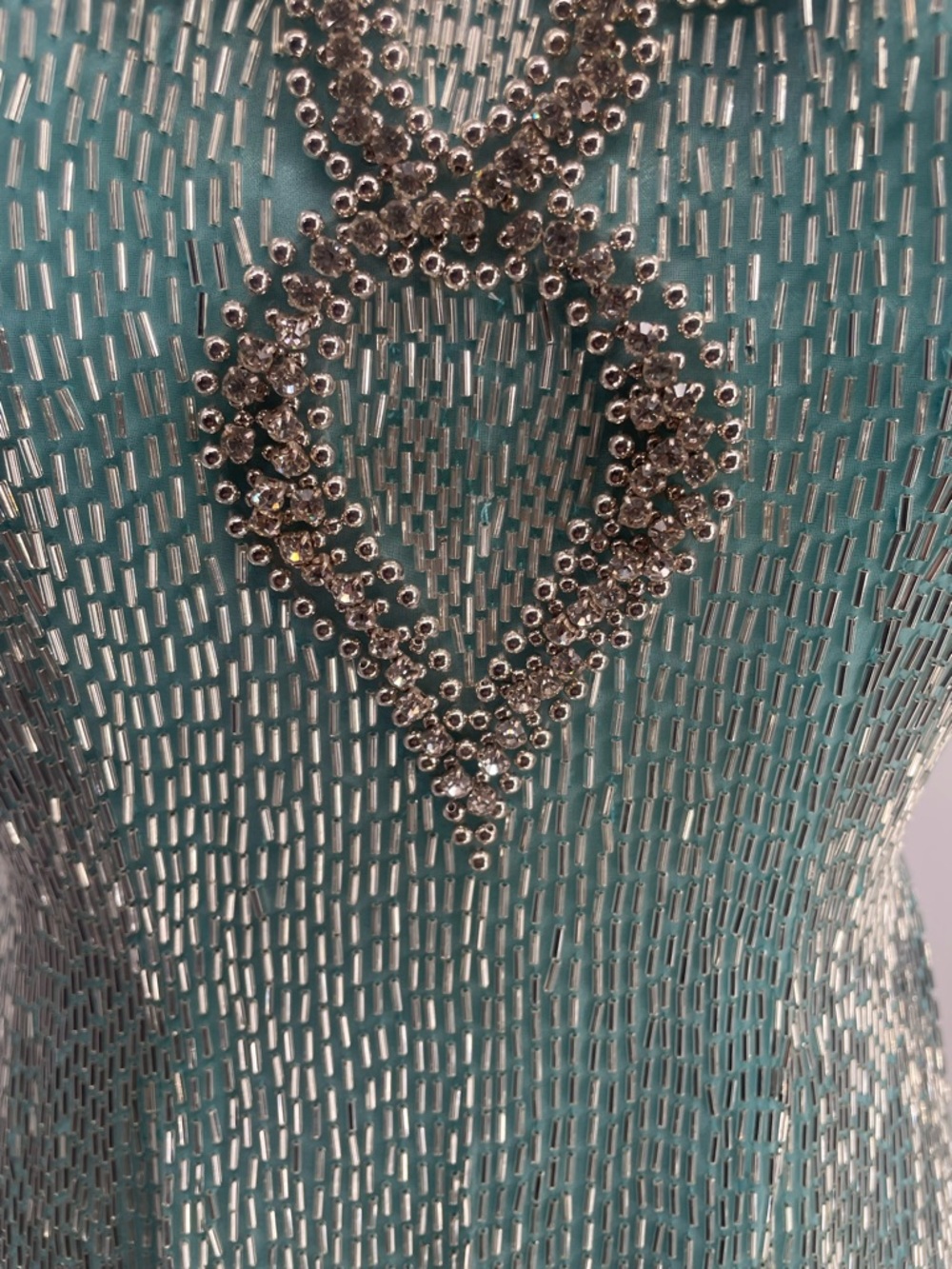 Temptations Sherri Hill Aqua Blue Heavily Beaded Mini Cocktail / Pageant Dress - Picture 15 of 17